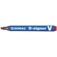 Marker permanentny DONAU D-Signer V, ścięty, 1-4mm (linia), czerwony