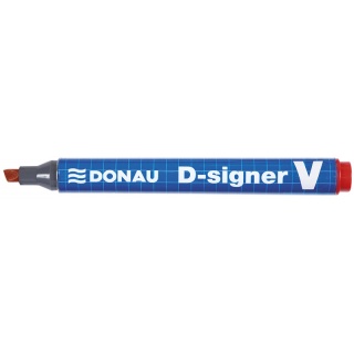 Marker permanentny DONAU D-Signer V, ścięty, 1-4mm (linia), czerwony, Markery, Artykuły do pisania i korygowania