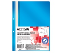 Skoroszyt OFFICE PRODUCTS, PP, A4, 2 otwory, 100/170mikr., wpinany, niebieski, Skoroszyty podstawowe, Archiwizacja dokumentów