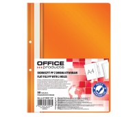 Skoroszyt OFFICE PRODUCTS, PP, A4, 2 otwory, 100/170mikr., wpinany, pomarańczowy, Skoroszyty podstawowe, Archiwizacja dokumentów