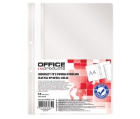 Skoroszyt OFFICE PRODUCTS, PP, A4, 2 otwory, 100/170mikr., wpinany, biały, Skoroszyty podstawowe, Archiwizacja dokumentów