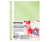 Skoroszyt OFFICE PRODUCTS, PP, A4, 2 otwory, 100/170mikr., wpinany, jasnozielony, Skoroszyty podstawowe, Archiwizacja dokumentów