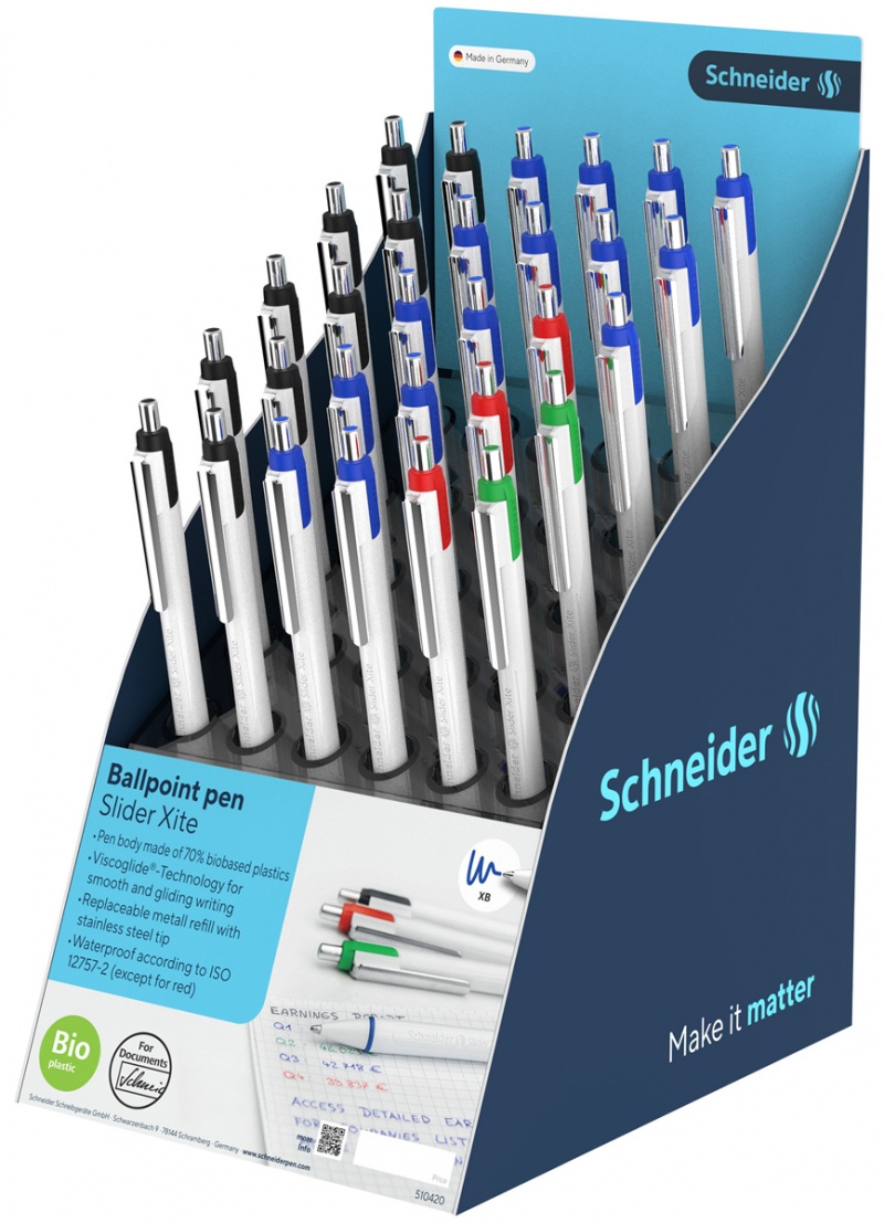 Display długopis&oacute;w SCHNEIDER Slider Xite, XB, 30szt., mix kolor&oacute;w, Długopisy, Artykuły do pisania i korygowania