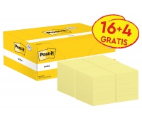 Post-it® Notes Canary Yellow™, 16 + 4 FREE Pads, 38 mm x 51 mm