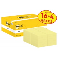 Post-it® Notes Canary Yellow™, 16 + 4 FREE Pads, 38 mm x 51 mm
