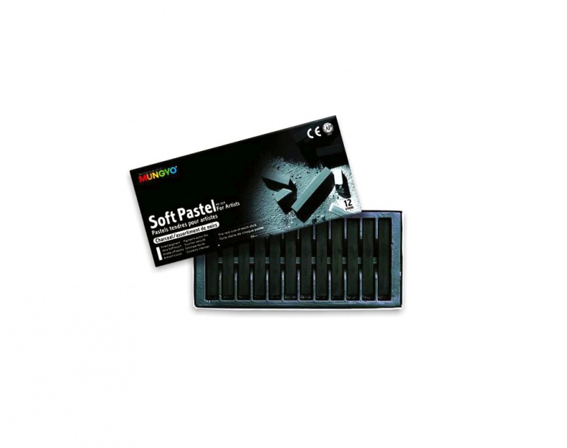MUNGYO PASTELE SUCHE MP-12-C KOMPLET 12 SZT. WĘGLE, Plastyka, Artykuły szkolne