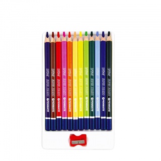 PENMATE KOLORI PREMIUM KREDKI OŁÓWKOWE TRÓJKĄTNE JUMBO 12 KOL.+TEMPER., Plastyka, Artykuły szkolne