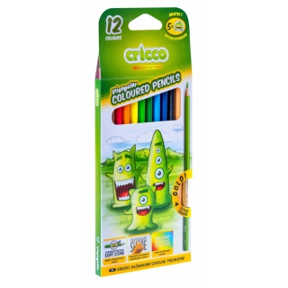 KREDKI CRICCO TRÓJKĄTNE 12 KOL. MIX WZORÓW, Plastyka, Artykuły szkolne