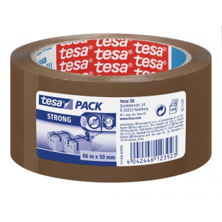 TAŚMA PAKOWA TESAPACK STRONG CICHA 66M X50MM BRĄZOWA, Taśmy pakowe, Koperty i akcesoria do wysyłek