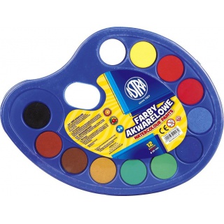 Farby akwarelowe Astra 12 kolorów - fi 30,0 mm paletka, Plastyka, Artykuły szkolne