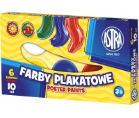 Farby plakatowe Astra 6 kolorów - 10 ml, Plastyka, Artykuły szkolne