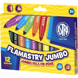 Flamastry Astra jumbo 12 kolorów, Plastyka, Artykuły szkolne