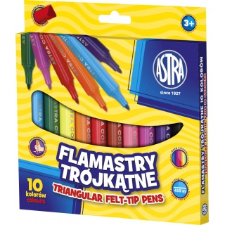 Flamastry Astra trójkątne jumbo 10 kolorów, Plastyka, Artykuły szkolne