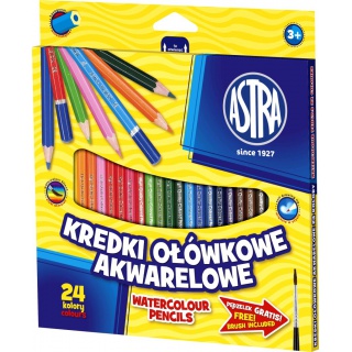 Kredki ołówkowe akwarelowe Astra 24 kolory, Plastyka, Artykuły szkolne