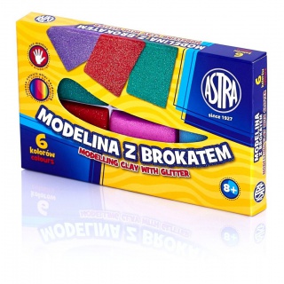 Modelina z brokatem Astra 6 kolorów, Produkty kreatywne, Artykuły szkolne