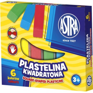 Plastelina Astra kwadratowa 6 kolorów, Produkty kreatywne, Artykuły szkolne