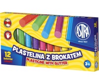 Plastelina Astra z brokatem 12 kolorów, Produkty kreatywne, Artykuły szkolne