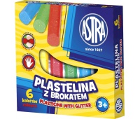 Plastelina Astra z brokatem 6 kolorów, Produkty kreatywne, Artykuły szkolne