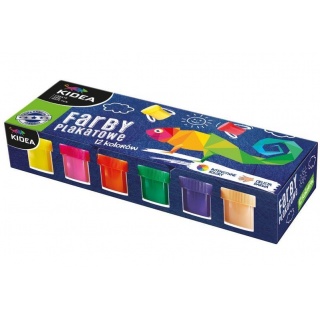FARBY PLAKATOWE 12 KOLORÓW 20ML KIDEA, Farby, Plastyka