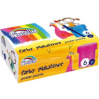 Farby plakatowe 6 kolorów Fiorello, Plastyka, Artykuły szkolne