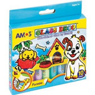 Farby witrażowe AMOS GD10P10 - 10,5ml x 10 kolorów, Plastyka, Artykuły szkolne