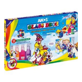 Farby witrażowe AMOS GD22P13 - 22ml x 13 kolorów, Plastyka, Artykuły szkolne