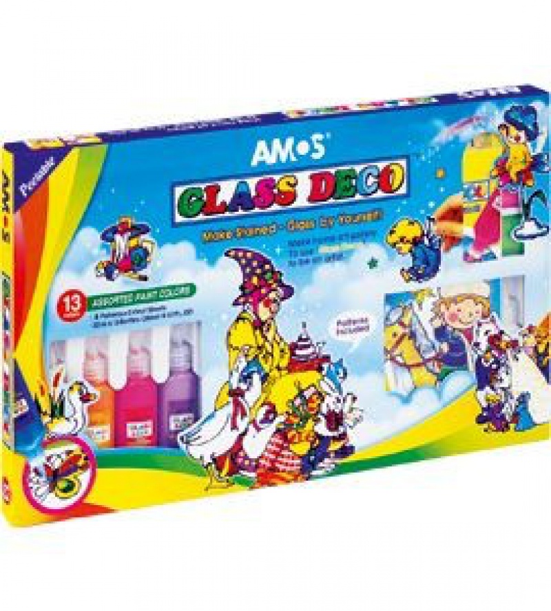 Farby witrażowe AMOS GD22P13 - 22ml x 13 kolorów, Plastyka, Artykuły szkolne