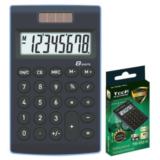Kalkulator kieszonkowy TOOR TR-252-K 8-pozycyjny - 2 typy zasilania, Kalkulatory, Urządzenia i maszyny biurowe