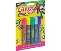 Klej z brokatem AMOS confetti GCF10B5 - 10,5ml x 5 kolorów, Produkty kreatywne, Artykuły szkolne