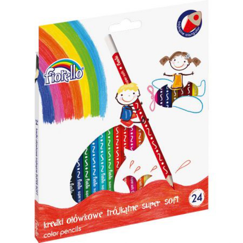 Kredki FIORELLO Super Soft 24 kol. ostrz. trójkątna, Plastyka, Artykuły szkolne