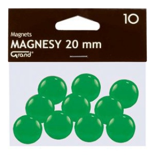 Magnes 20mm GRAND zielony, Bloki, magnesy, gąbki, spraye do tablic, Prezentacja