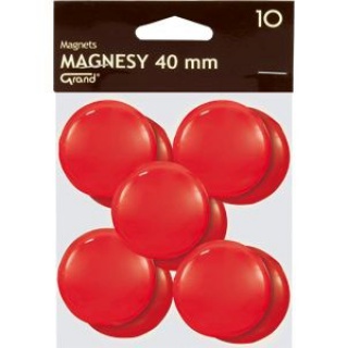 Magnes 40mm GRAND czerwony, Bloki, magnesy, gąbki, spraye do tablic, Prezentacja