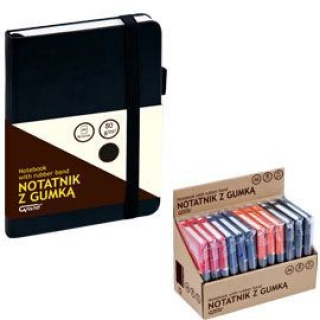 Notatnik GRAND z gumką czarny A6/80 kartek 80gm- kratka, Zeszyty, Artykuły szkolne