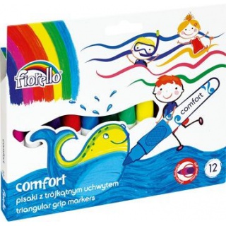 Pisaki COMFORT z trójkątnym uchwytem Fiorello GR-F865 - 12 kol., Flamastry, Artykuły do pisania i korygowania