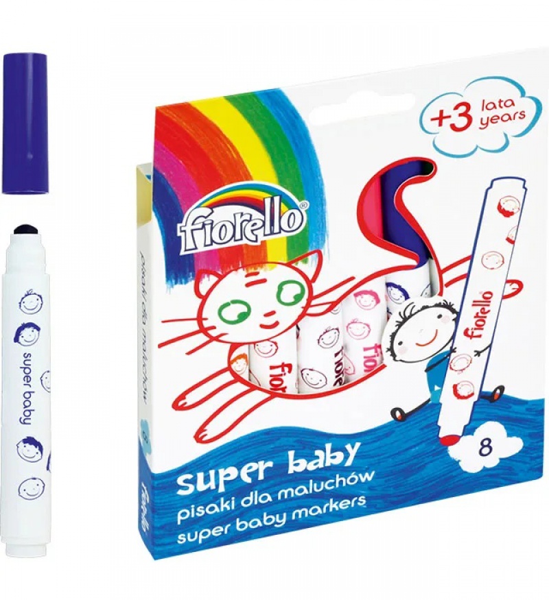 Pisaki SUPER BABY dla maluchów Fiorello GR-F165 - 8 kol., Flamastry, Artykuły do pisania i korygowania