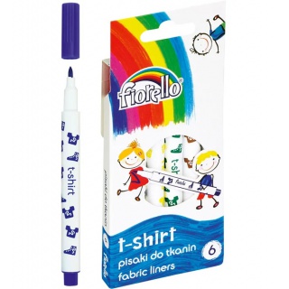 Pisaki T-SHIRT do tkanin Fiorello GR-F125 - 6 kol., Flamastry, Artykuły do pisania i korygowania