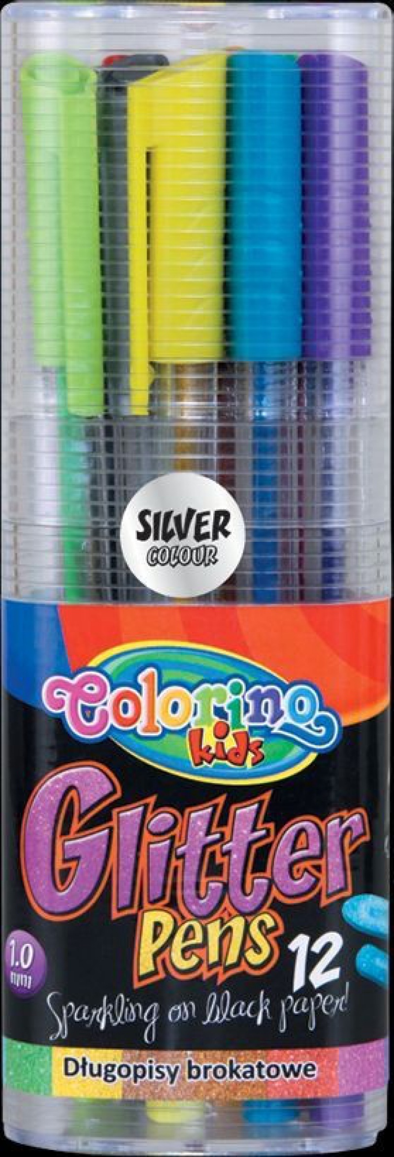 Długopisy brokatowe trójkątne 12 kol. Colorino Kids, Długopisy, Artykuły do pisania i korygowania