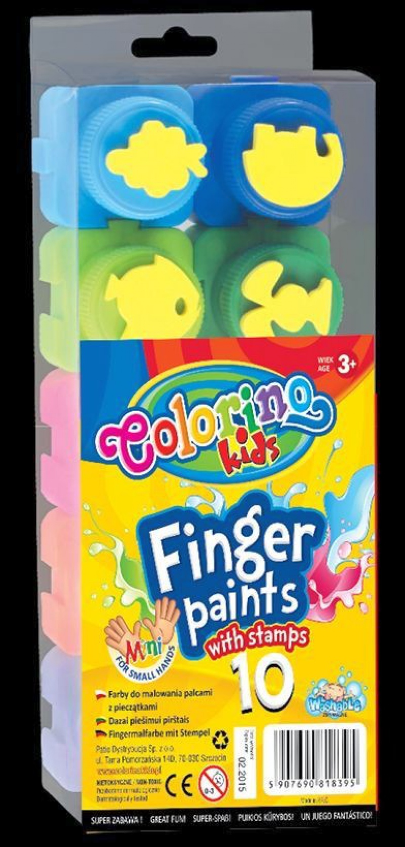 Farby do malowania palcami 10 kol. Colorino Kids, Plastyka, Artykuły szkolne