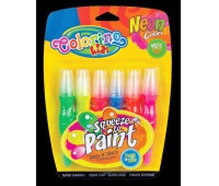 Farby w tubach z pędzelkiem 6 kol.neon Colorino Kids, Plastyka, Artykuły szkolne