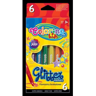 Flamastry brokatowe 6 kol. Colorino Kids, Flamastry, Artykuły do pisania i korygowania