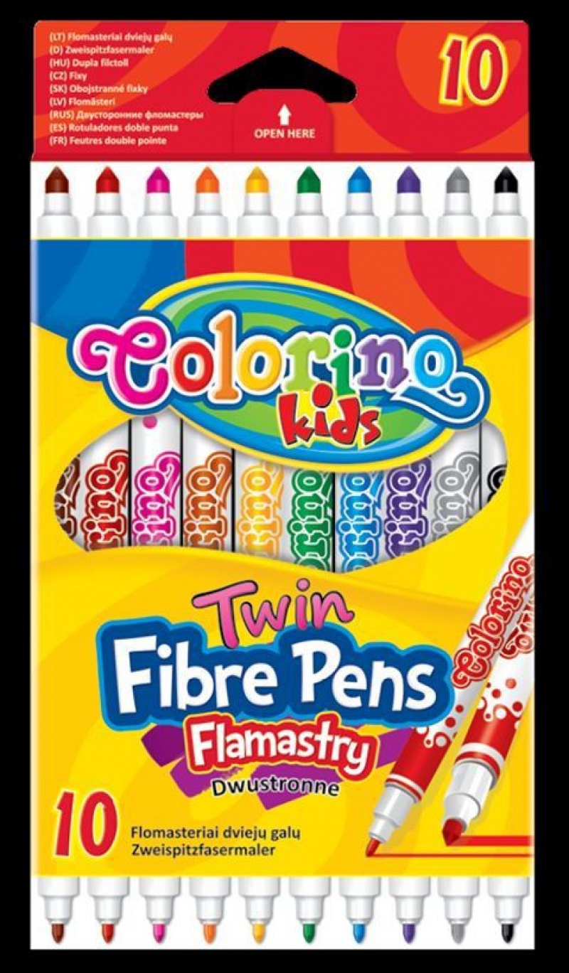 Flamastry dwustronne 10 kol. Colorino Kids, Flamastry, Artykuły do pisania i korygowania