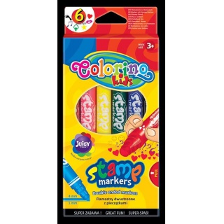 Flamastry dwustronne z pieczątkami 6 kol Colorino Kids, Flamastry, Artykuły do pisania i korygowania