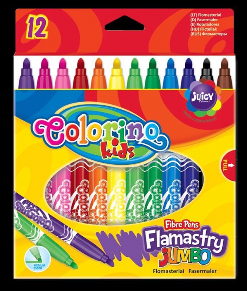 Flamastry Jumbo 12 kol Colorino Kids, Flamastry, Artykuły do pisania i korygowania