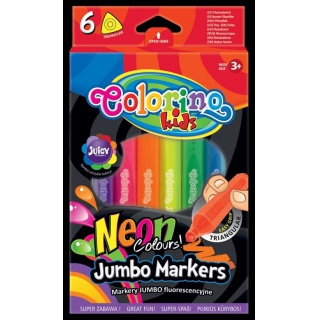 Flamastry Jumbo Neon 6 kol. Colorino Kids, Flamastry, Artykuły do pisania i korygowania