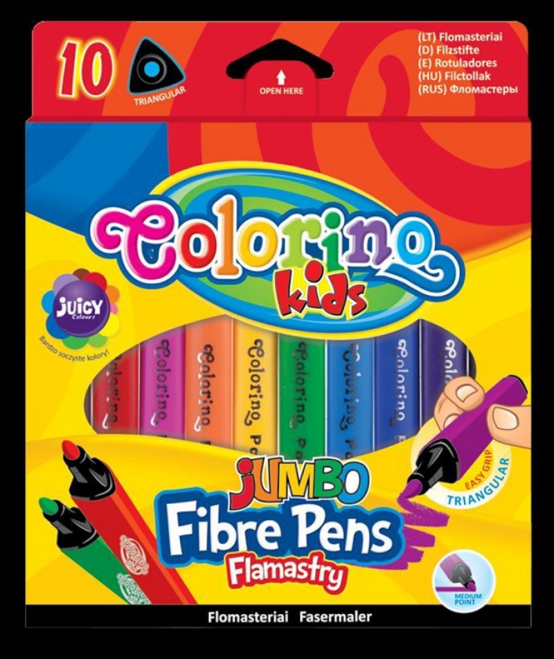 Flamastry Jumbo trójkątne 10 kol Colorino Kids, Flamastry, Artykuły do pisania i korygowania