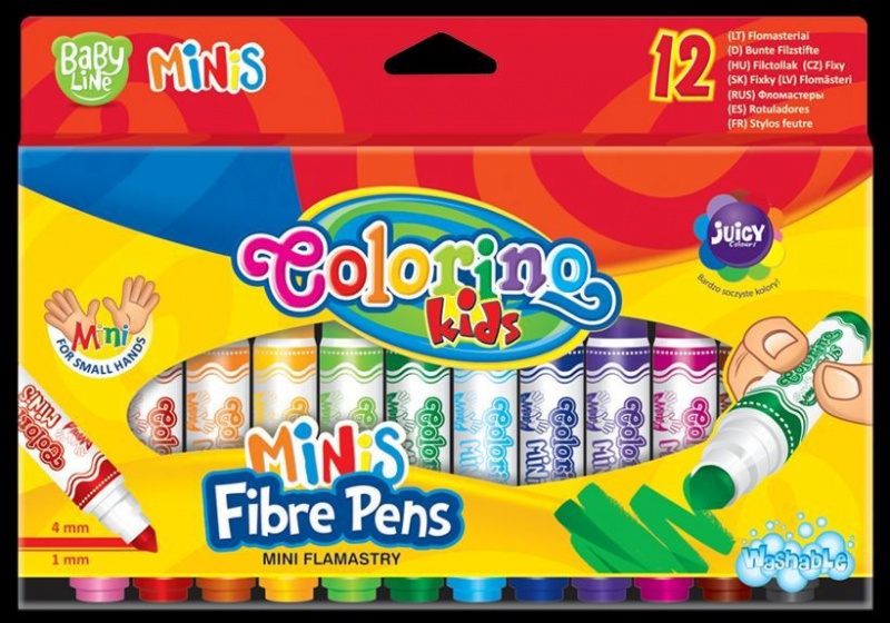 Flamastry Mini 12 kol. Colorino Kids, Flamastry, Artykuły do pisania i korygowania