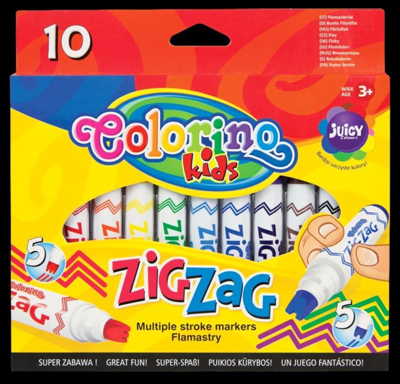 Flamastry Zig Zag 10 kol Colorino Kids, Flamastry, Artykuły do pisania i korygowania