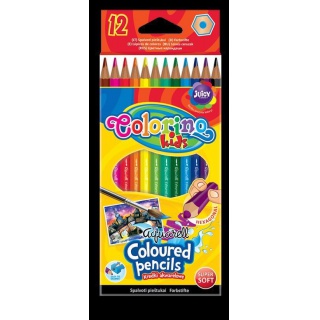 Kredki akwarelowe 12 kol. + pędzelek Colorino Kids, Plastyka, Artykuły szkolne