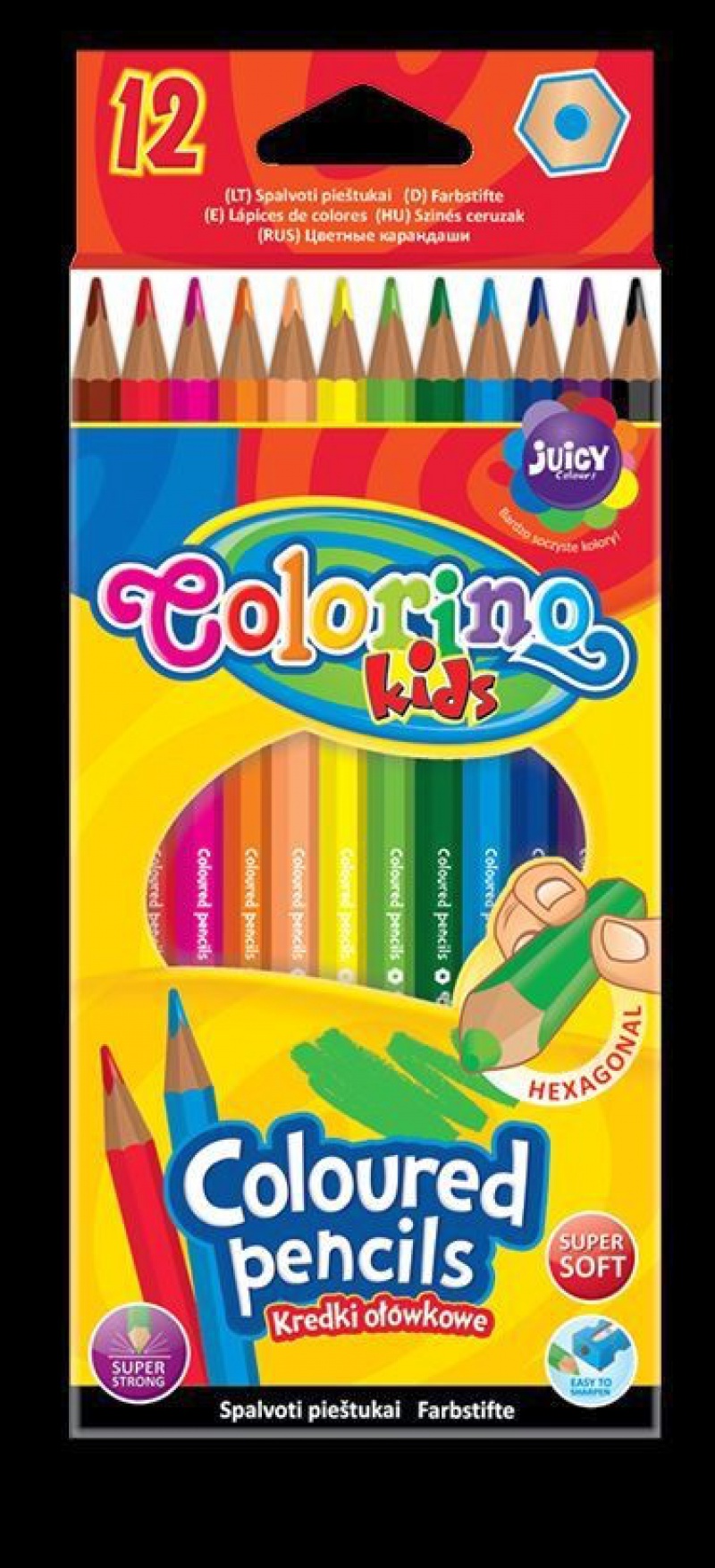 Kredki ołówkowe heksagonalne 12 kol. Colorino Kids, Plastyka, Artykuły szkolne