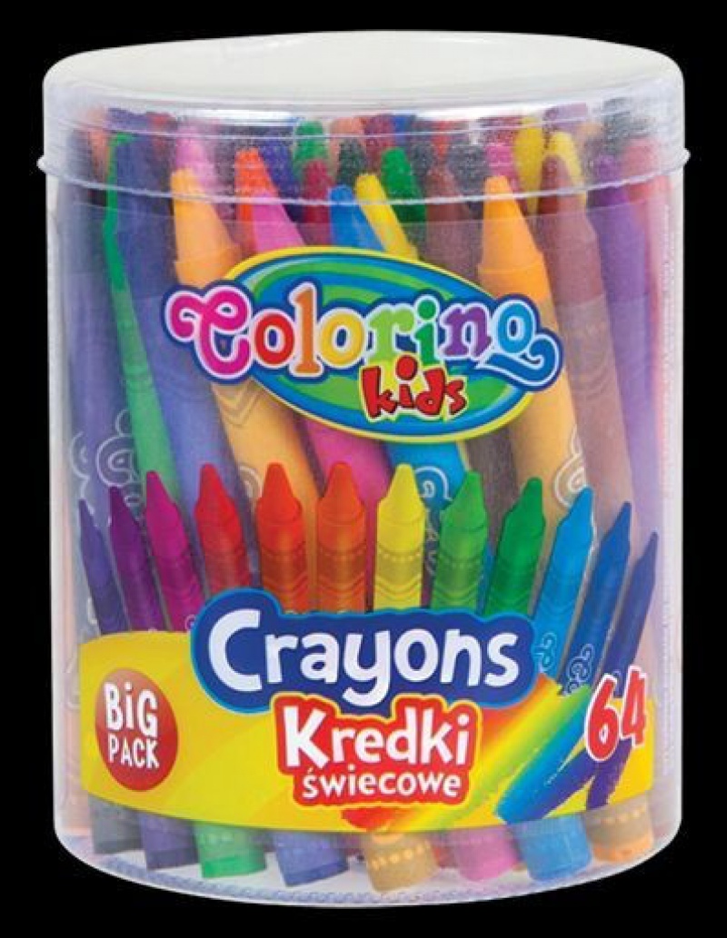 Kredki świecowe 64 kol. wiaderko Colorino Kids, Plastyka, Artykuły szkolne